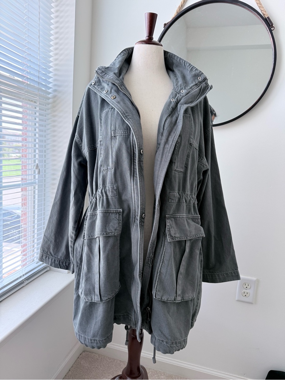 Zara Denim Utility Jacket in Washed Charcoal - Picture 5 of 16